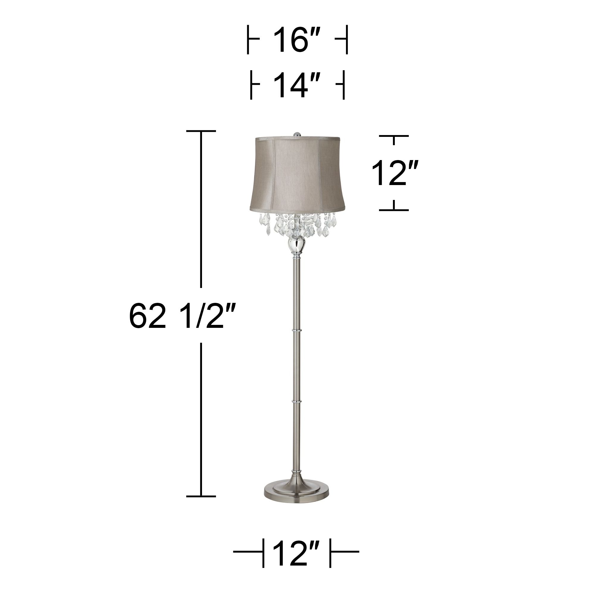 Image 4 Possini Euro Crystals 62 1/2" Taupe Gray Brushed Nickel Floor Lamp more views