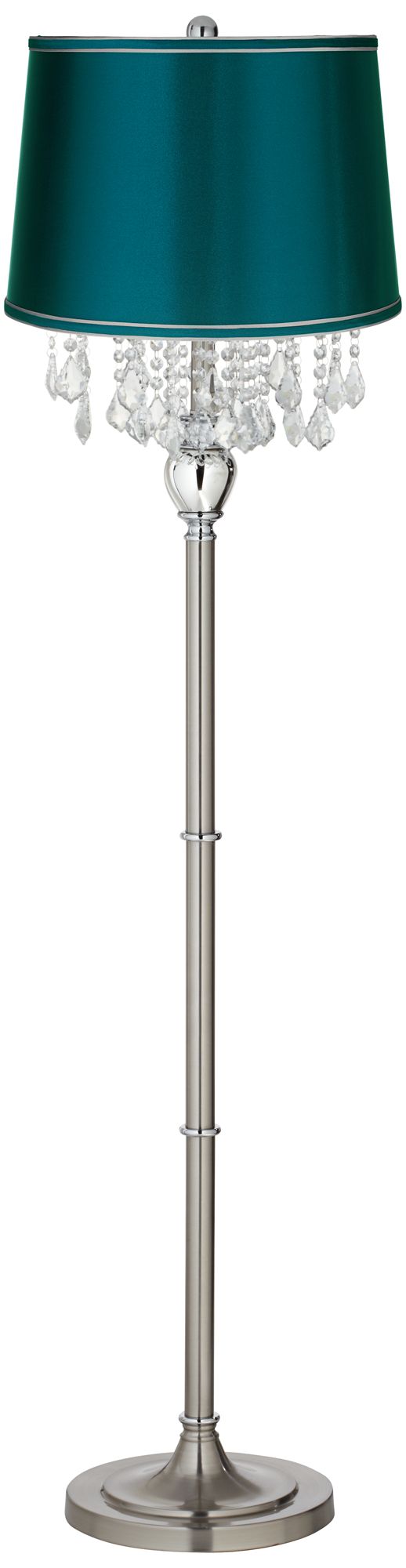 Possini Euro Crystals 62 1/2" Teal Blue and Brushed Nickel Floor Lamp
