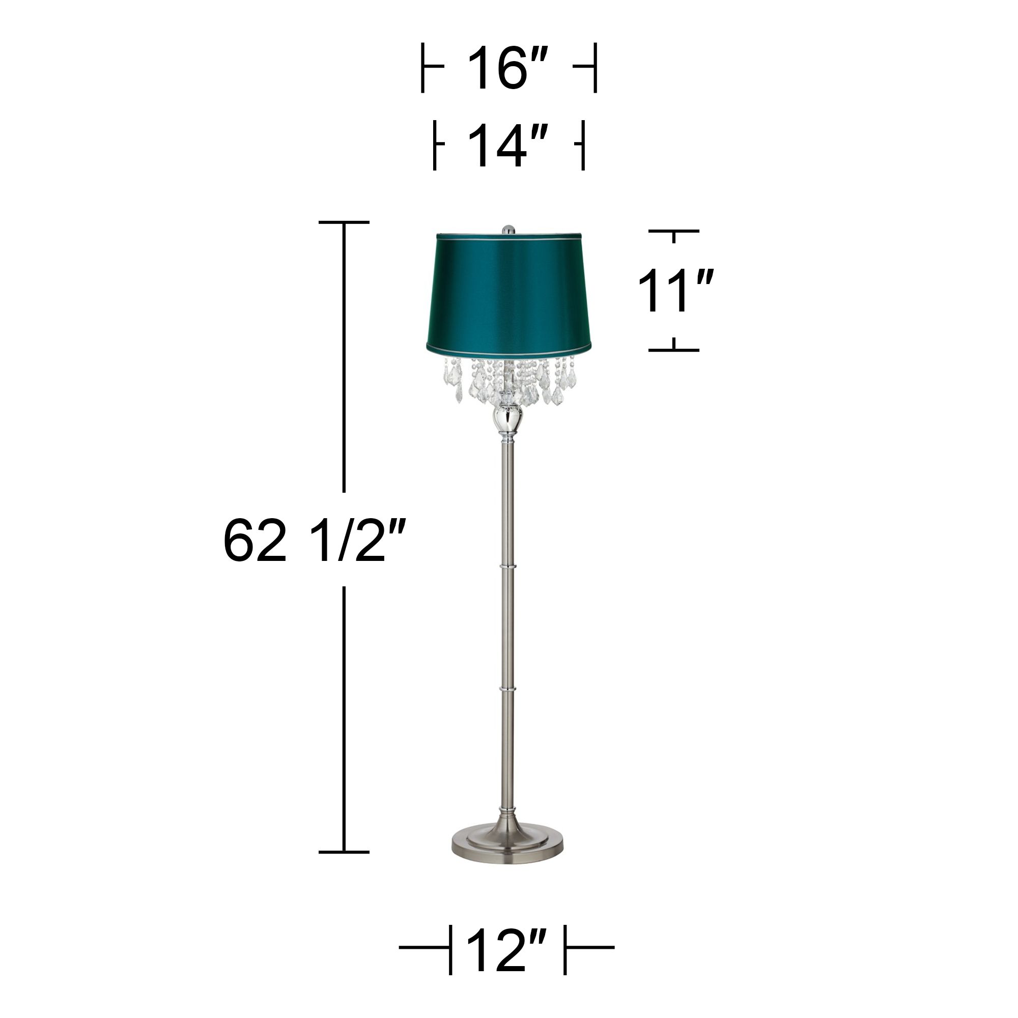 Image 4 Possini Euro Crystals 62 1/2" Teal Blue and Brushed Nickel Floor Lamp more views