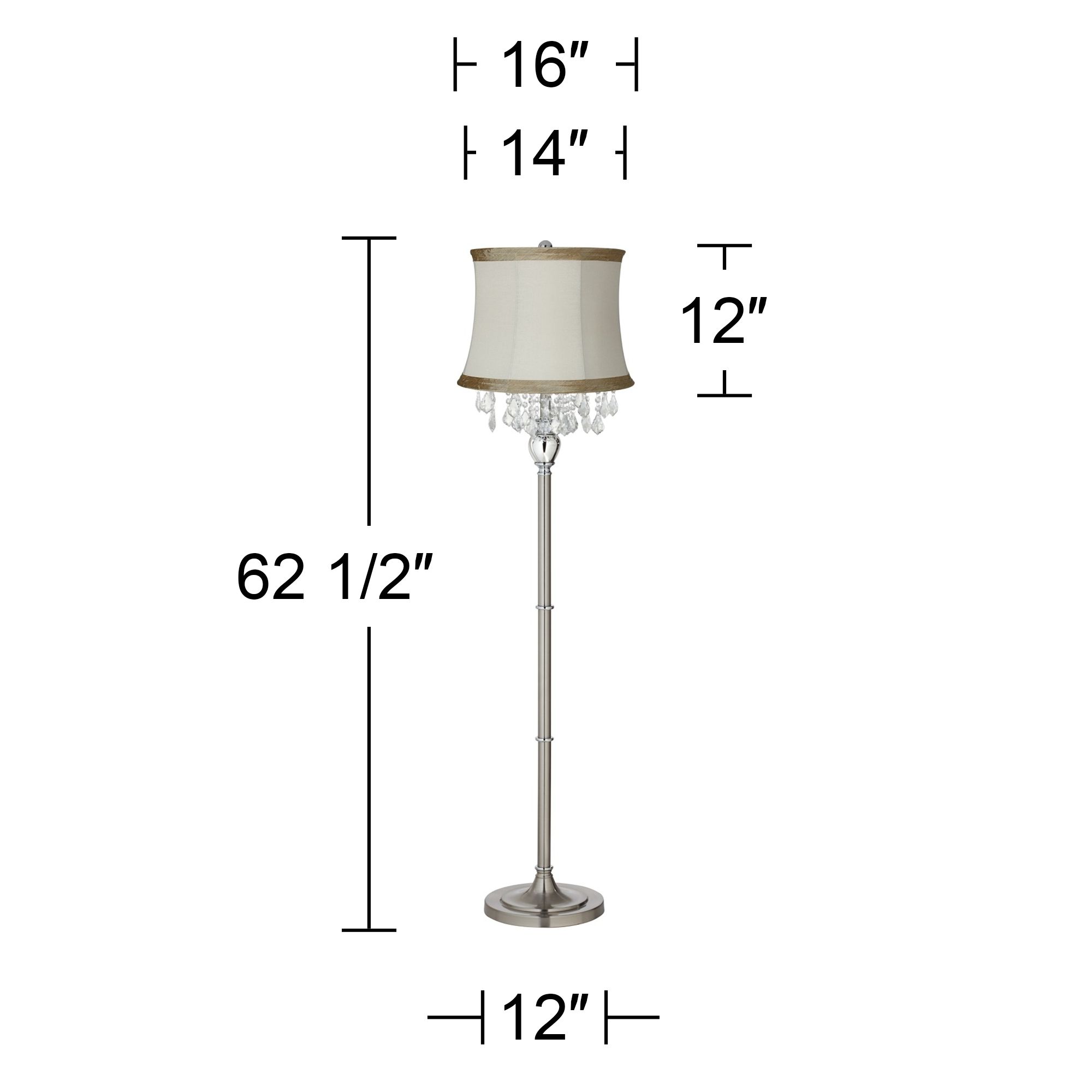 Image 3 Possini Euro Crystals Ivory Linen Shade Brushed Nickel Floor Lamp more views
