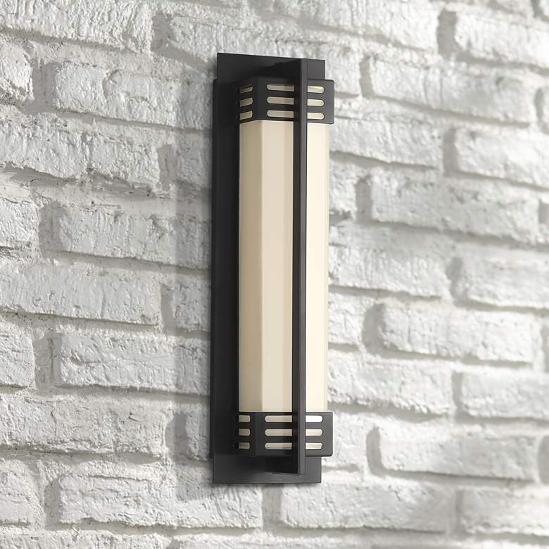 Image 1 Possini Euro Cudahy 16" High Bronze Finish Outdoor LED Wall Light