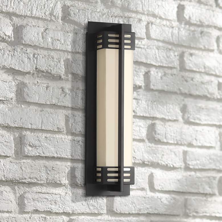 Image 1 Possini Euro Cudahy 16 inch High Bronze Finish Outdoor LED Wall Light