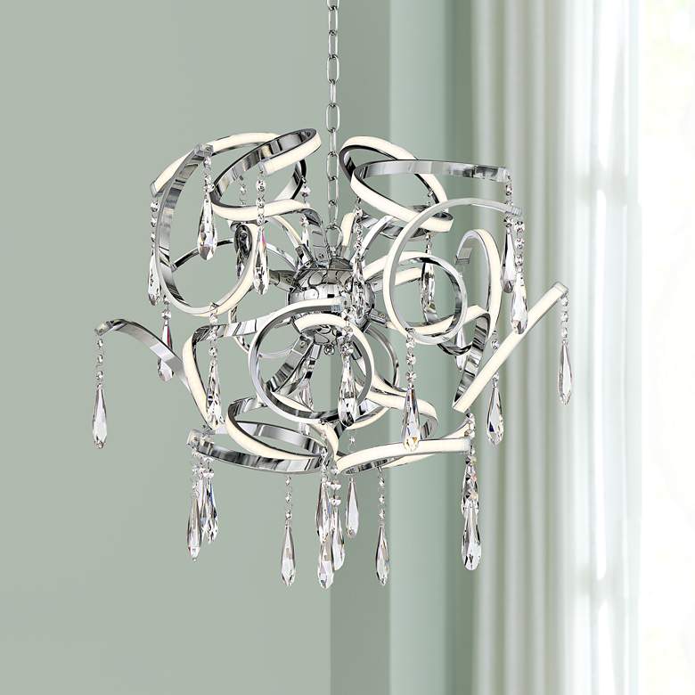 Image 1 Possini Euro Curlz 25" Wide Chrome LED Pendant Light