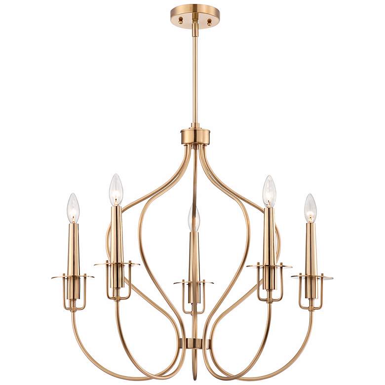 Image 1 Possini Euro Curve 5-Light 27" Wide Burnish Brass Chandelier