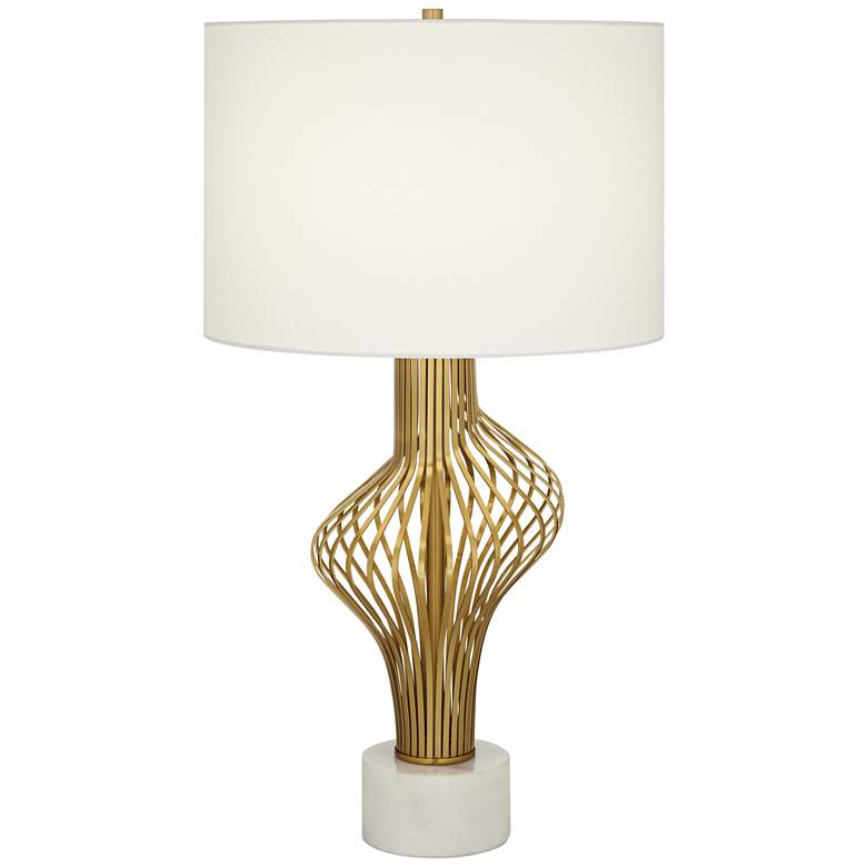 Image 1 Possini Euro Cyclone 29 7/8 inch Gold and Marble Modern Table Lamp