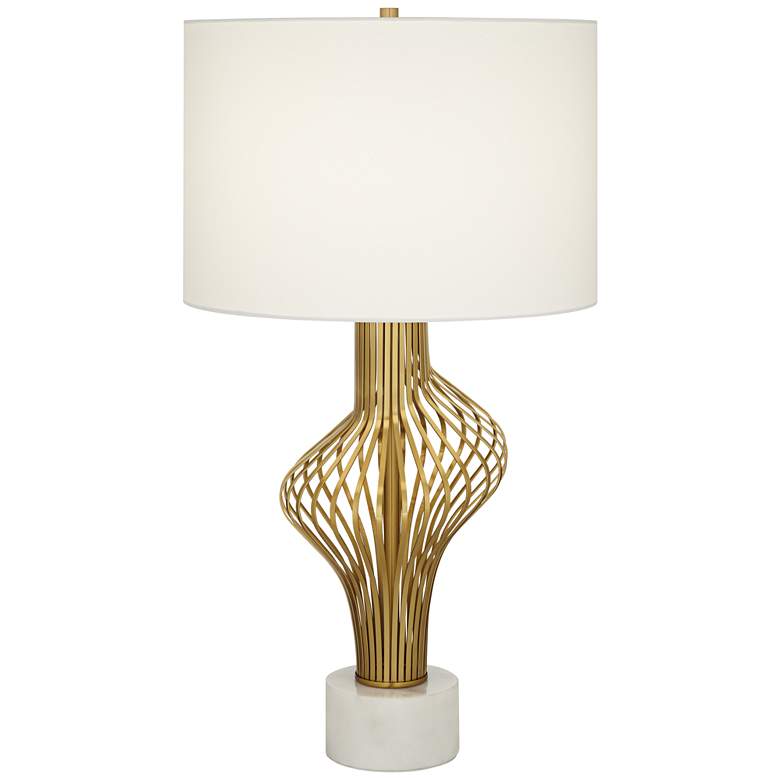Image 1 Possini Euro Cyclone 29 7/8" Gold and Marble Modern Table Lamp