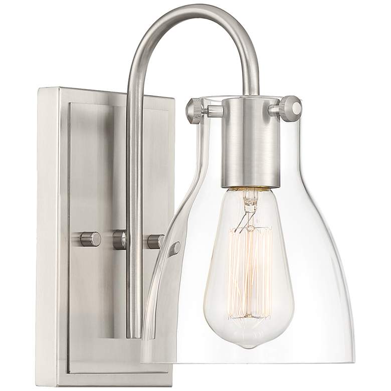 Image 1 Possini Euro Cyn 10" High Brushed Nickel and Clear Glass Wall Sconce