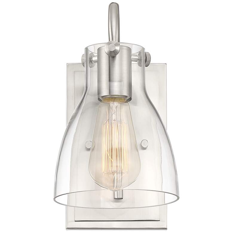 Image 4 Possini Euro Cyn 10" High Brushed Nickel and Clear Glass Wall Sconce more views