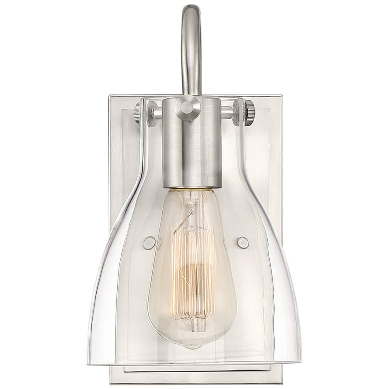 Image 5 Possini Euro Cyn 10 inch High Brushed Nickel and Clear Glass Wall Sconce more views