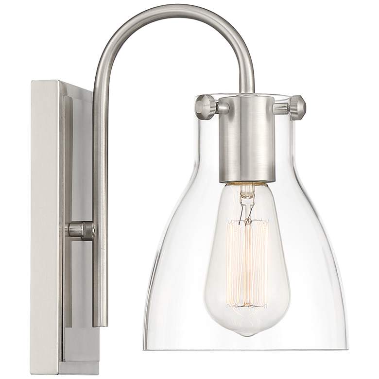 Image 6 Possini Euro Cyn 10" High Brushed Nickel and Clear Glass Wall Sconce more views
