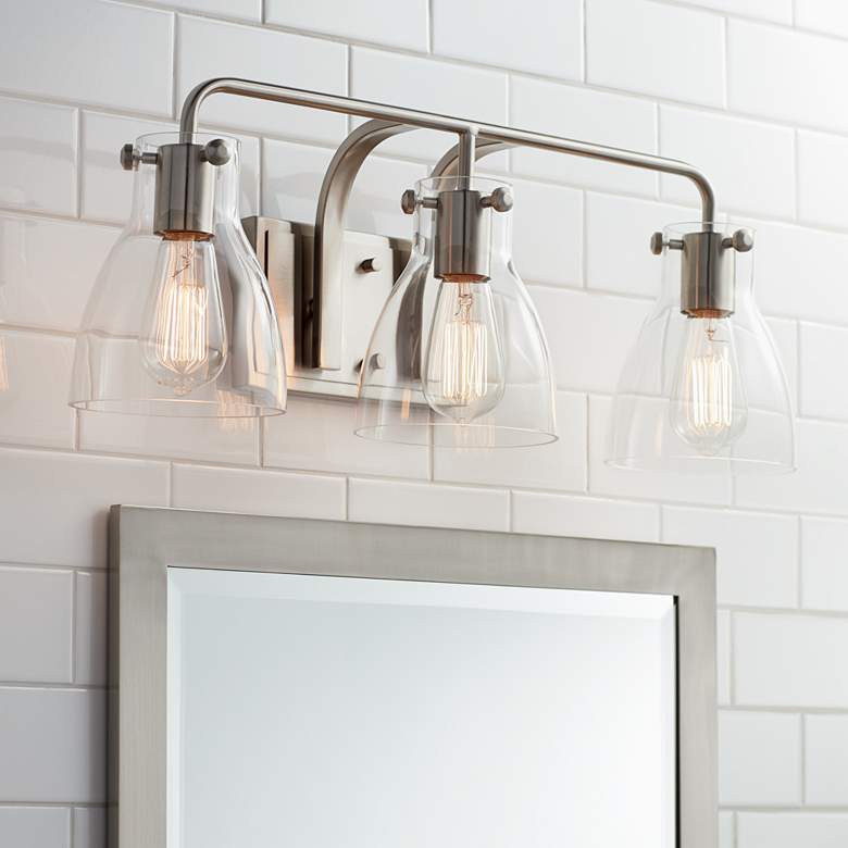Image 1 Possini Euro Cyn 23 3/4" Wide Brushed Nickel 3-Light Bath Light