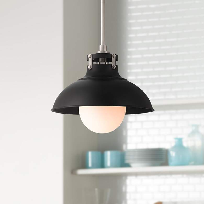 Image 1 Possini Euro Cynthia 12" Wide Black Mini Pendant Light