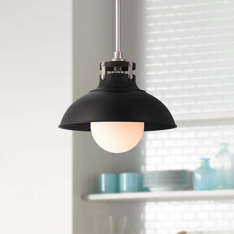 Image 1 Possini Euro Cynthia 12 inch Wide Black Mini Pendant Light