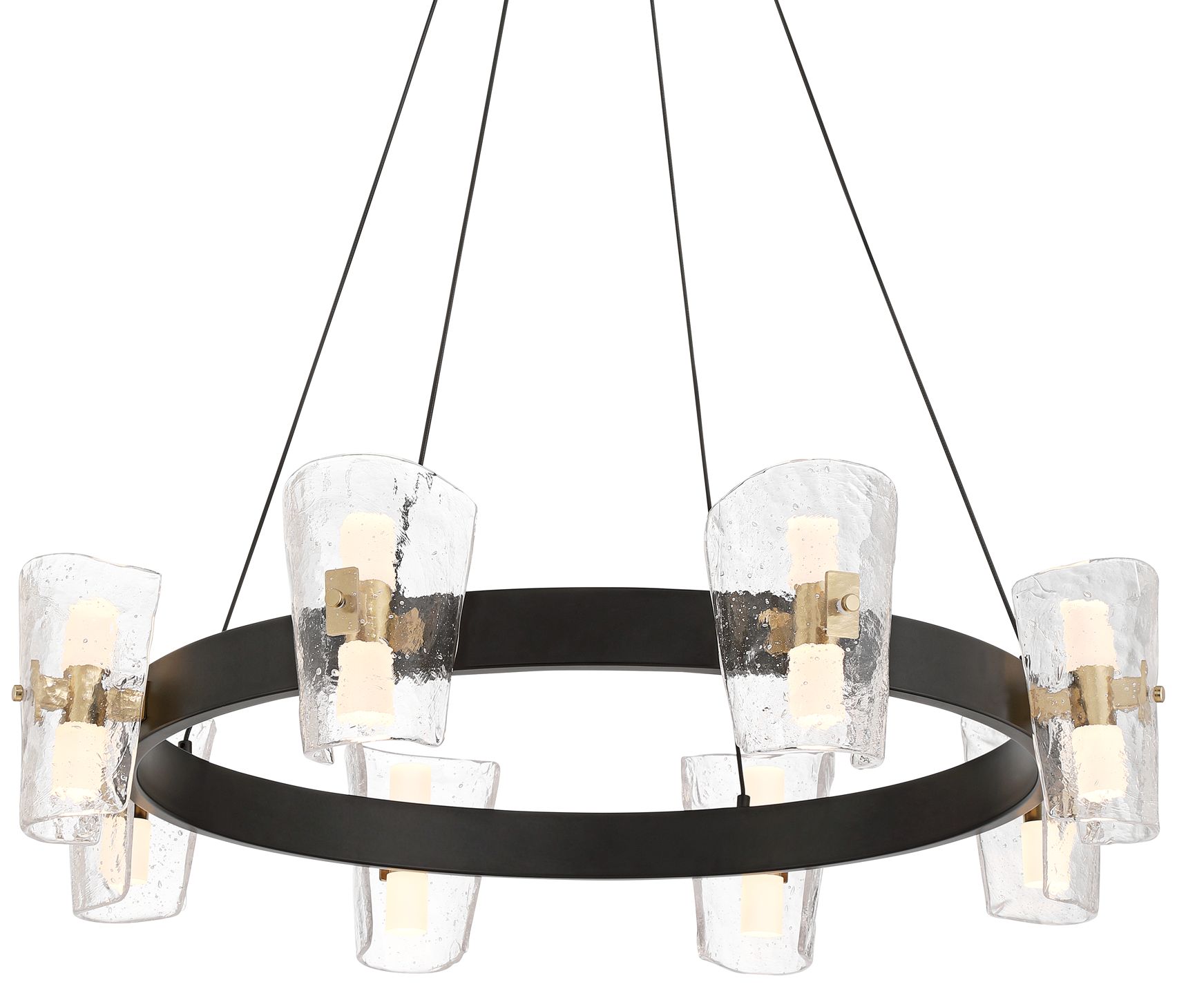 Image 3 Possini Euro Dalca 32"W Matte Black Cast Glass 16-LED Ring Chandelier