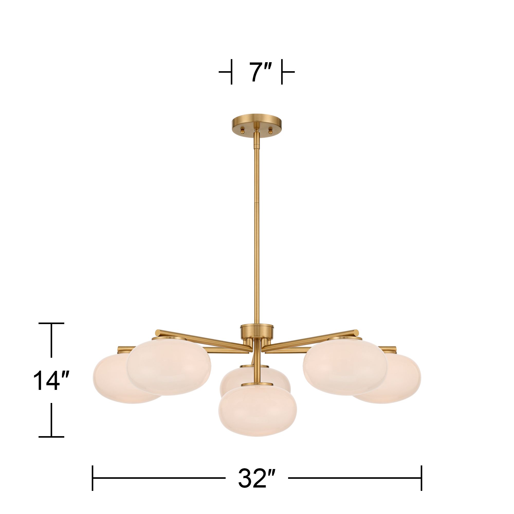 Possini Euro Damian 32" Wide Antique Brass and Opal 6-Light Chandelier