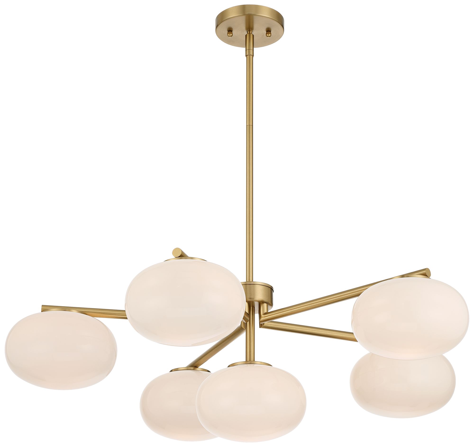 Possini Euro Damian 32" Wide Antique Brass and Opal 6-Light Chandelier