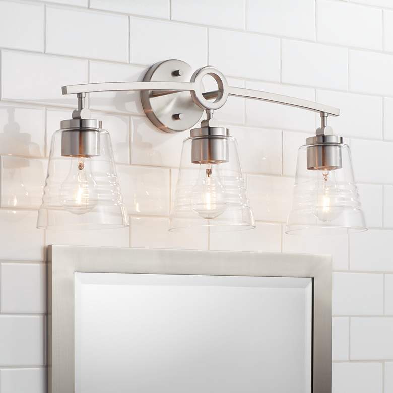 Image 1 Possini Euro Daniel 23 1/2" Wide Satin Nickel 3-Light Bath Bar Light