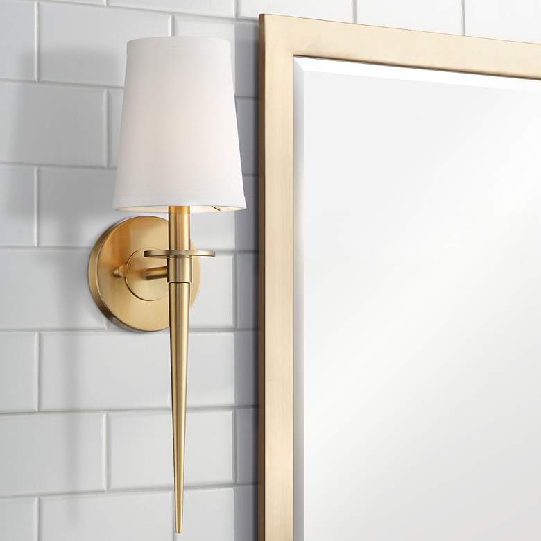 Image 1 Possini Euro Danielle 19" High Warm Antique Brass Wall Sconce
