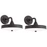 1_Possini Euro Danielle 9"H Iron Black LED Outdoor Wall Light Set of 2