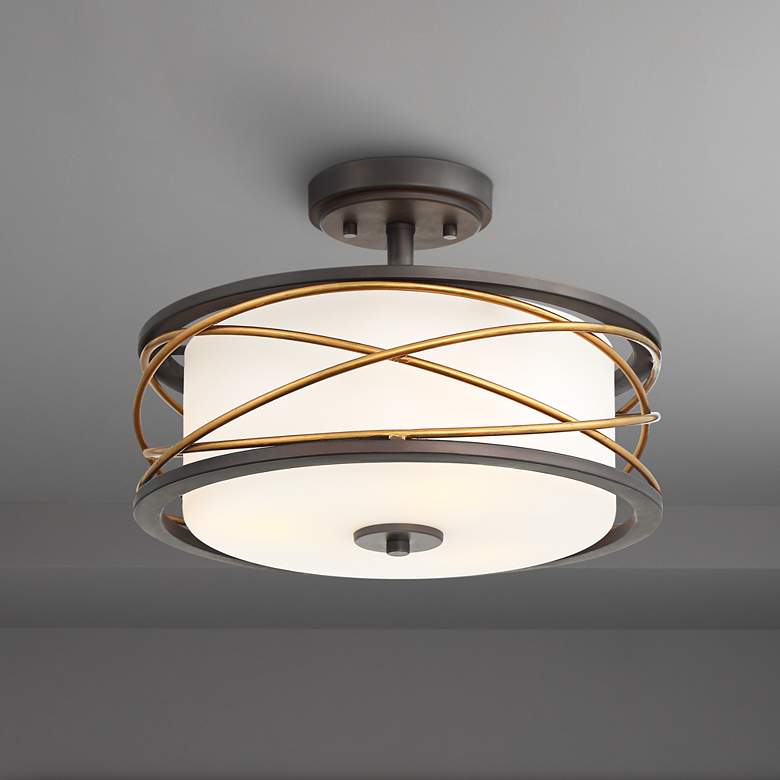 Image 1 Possini Euro Dannika 14 1/2" Wide White Glass Ceiling Light