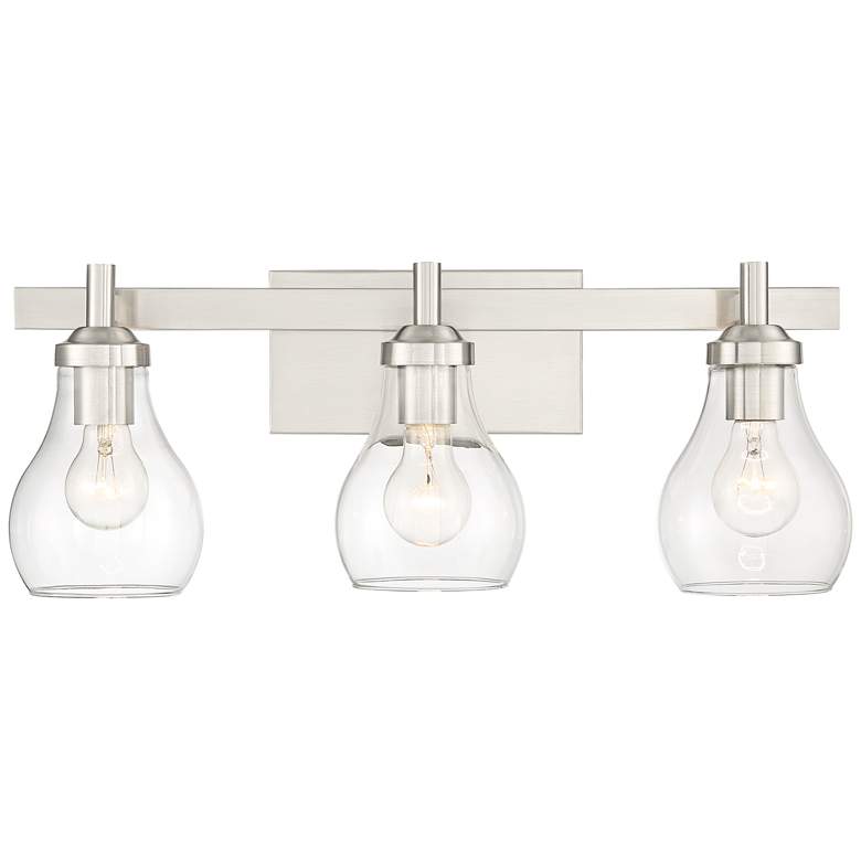 Image 2 Possini Euro Danvers 22 1/2 inchW Brushed Nickel 3-Light Bath Light