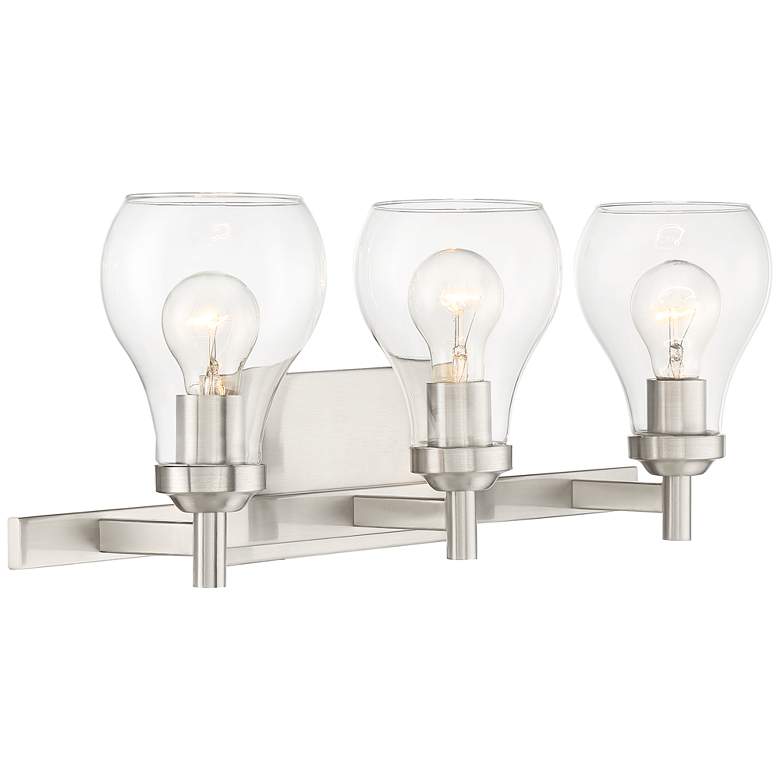 Image 5 Possini Euro Danvers 22 1/2 inchW Brushed Nickel 3-Light Bath Light more views