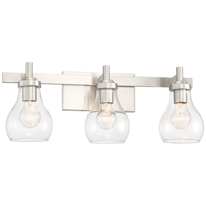 Image 6 Possini Euro Danvers 22 1/2 inchW Brushed Nickel 3-Light Bath Light more views