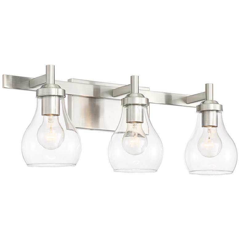 Image 7 Possini Euro Danvers 22 1/2 inchW Brushed Nickel 3-Light Bath Light more views