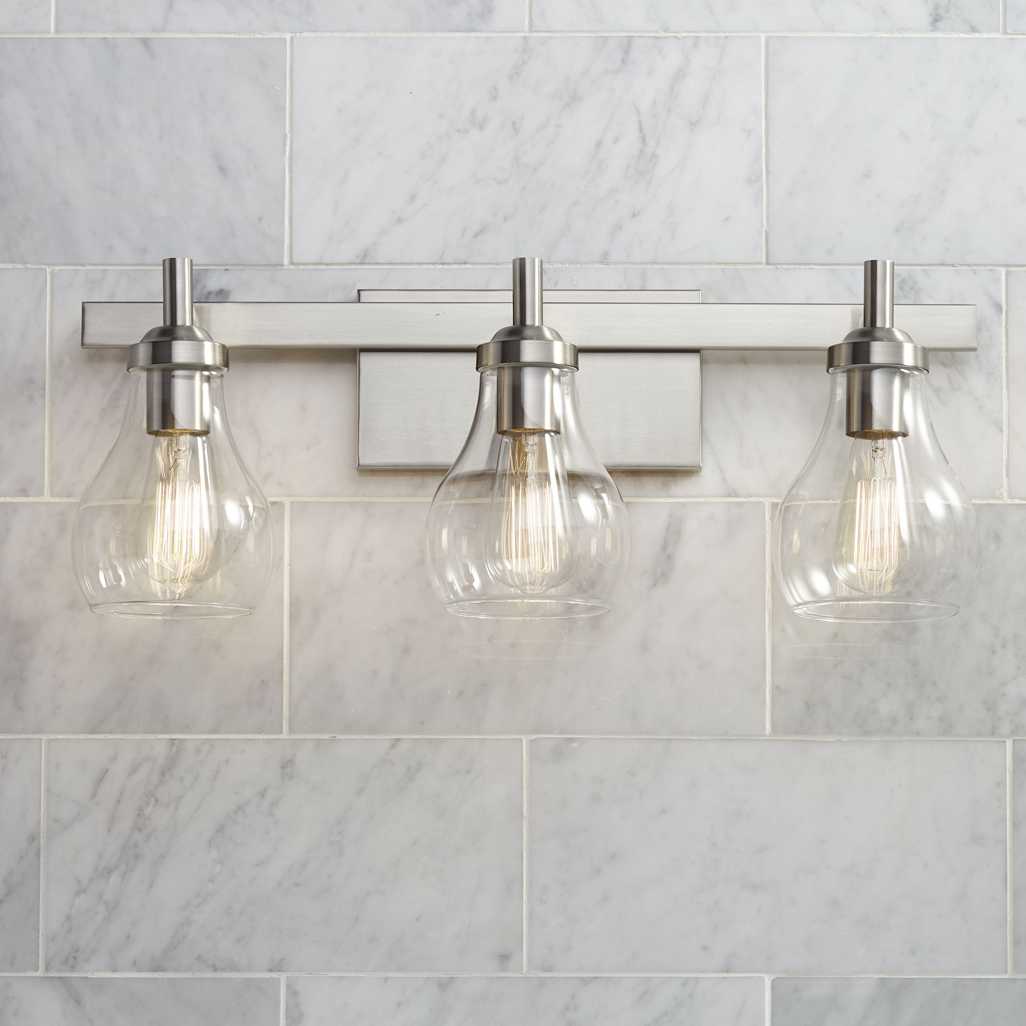 Possini Euro Danvers 22 1/2"W Brushed Nickel 3-Light Bath Light in scene