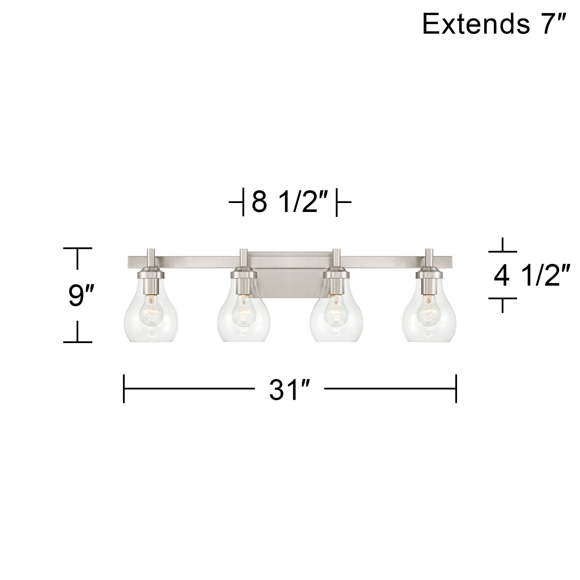 Possini Euro Danvers 31" Wide Brushed Nickel 4-Light Bath Light