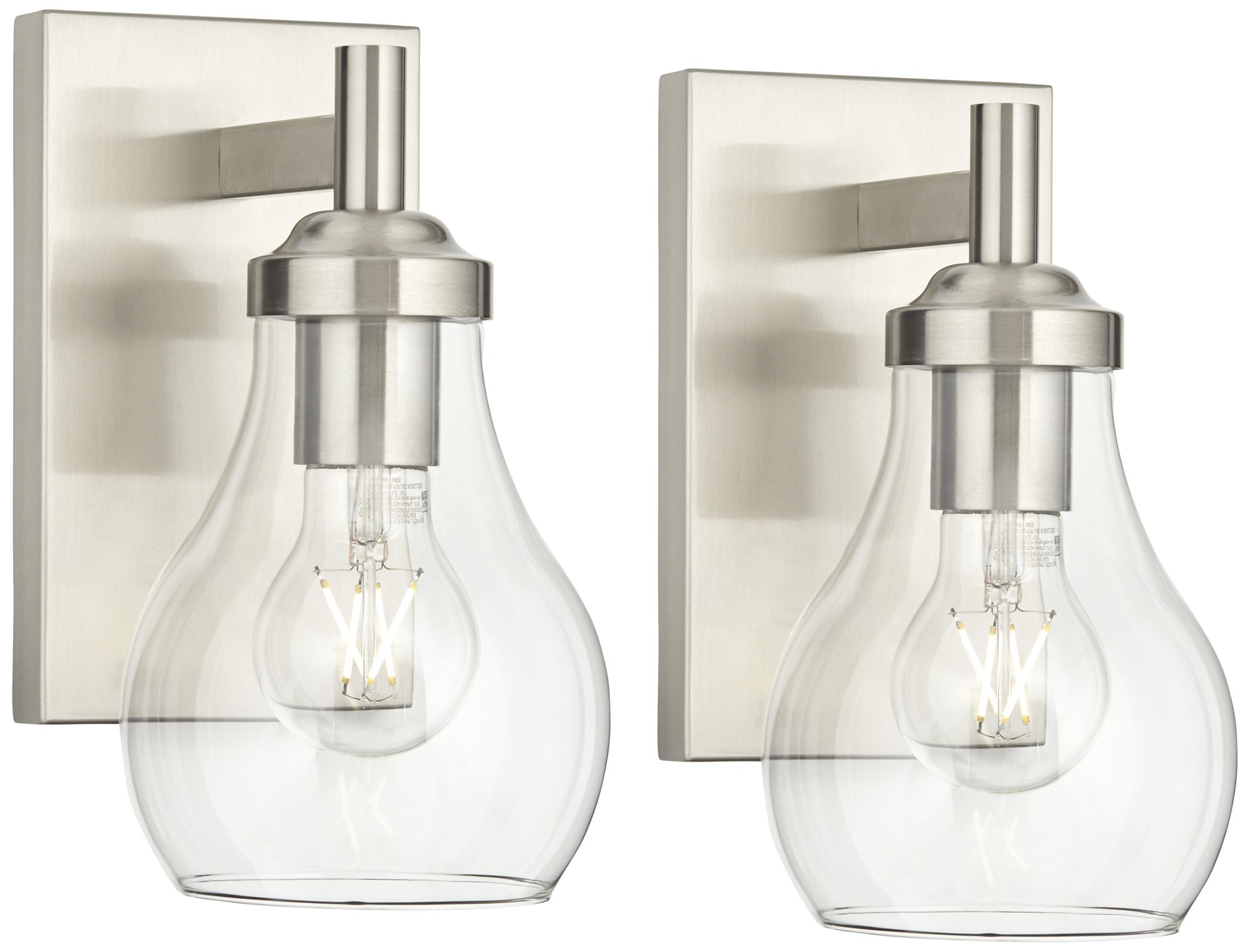 Possini Euro Danvers 8" High Brushed Nickel Wall Sconce Set of 2