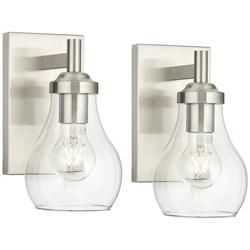 Possini Euro Danvers 8&quot; High Brushed Nickel Wall Sconce Set of 2