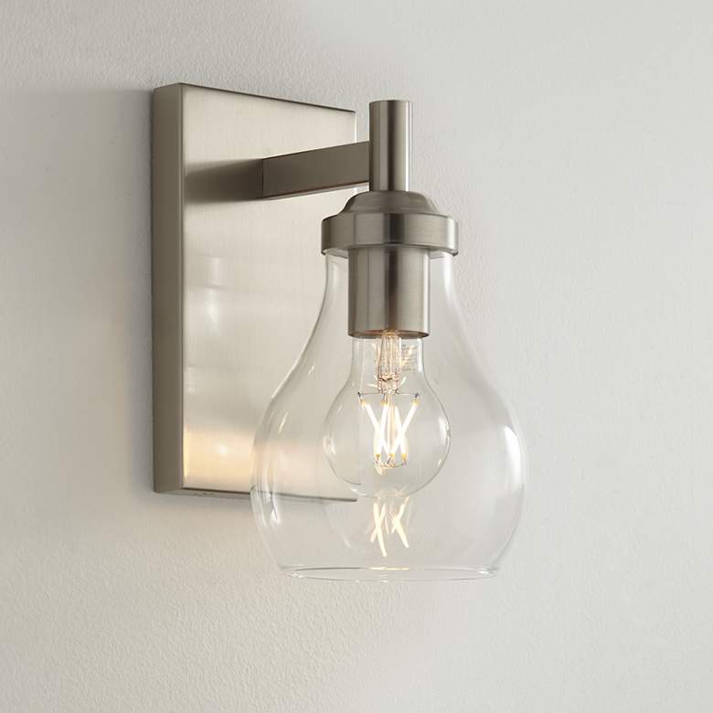 Image 1 Possini Euro Danvers 8" High Brushed Nickel Wall Sconce