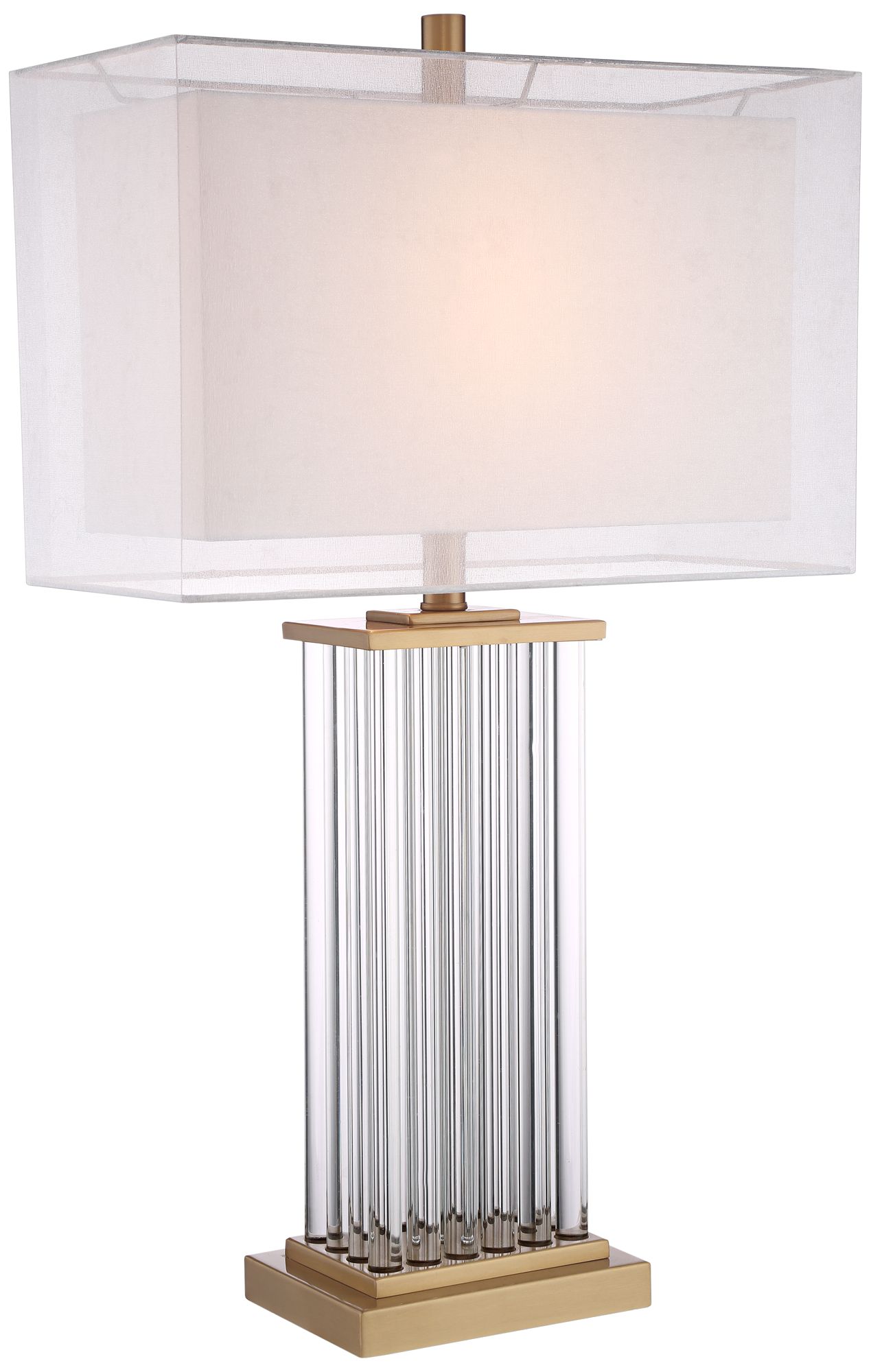 Image 3 Possini Euro Darcia Double Shade with Clear Glass Rods Table Lamp