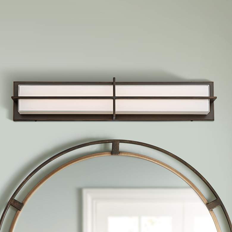 Image 1 Possini Euro Darien 26 inch Wide Bronze LED Bath Light