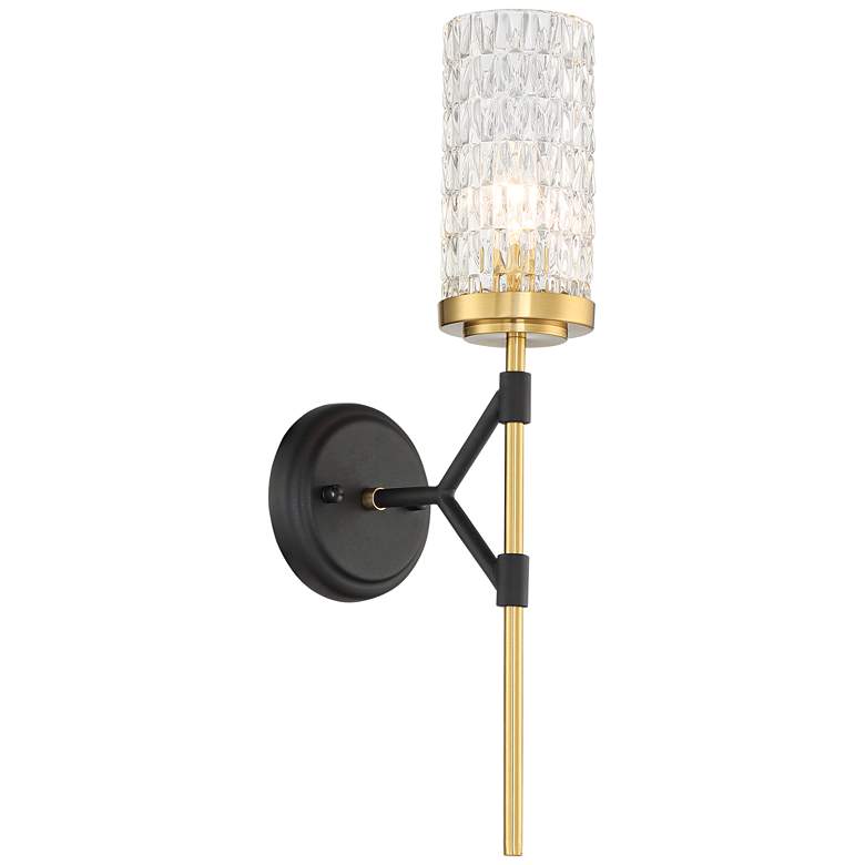 Image 2 Possini Euro Darin 19 inch High Modern Luxe Black and Brass Wall Sconce
