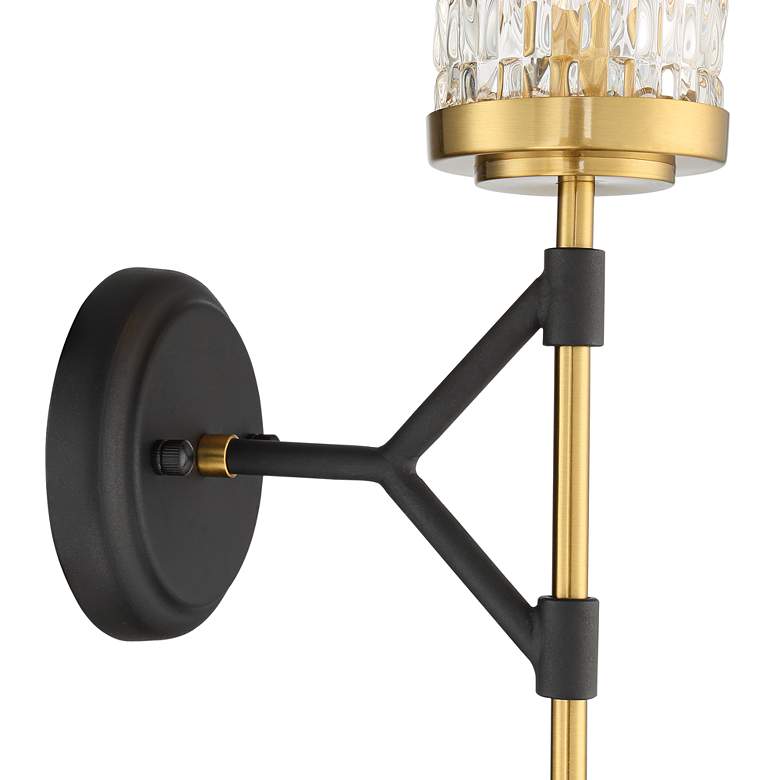 Image 4 Possini Euro Darin 19 inch High Modern Luxe Black and Brass Wall Sconce more views