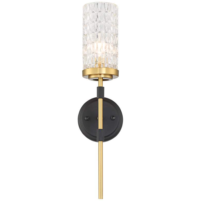 Image 5 Possini Euro Darin 19 inch High Modern Luxe Black and Brass Wall Sconce more views