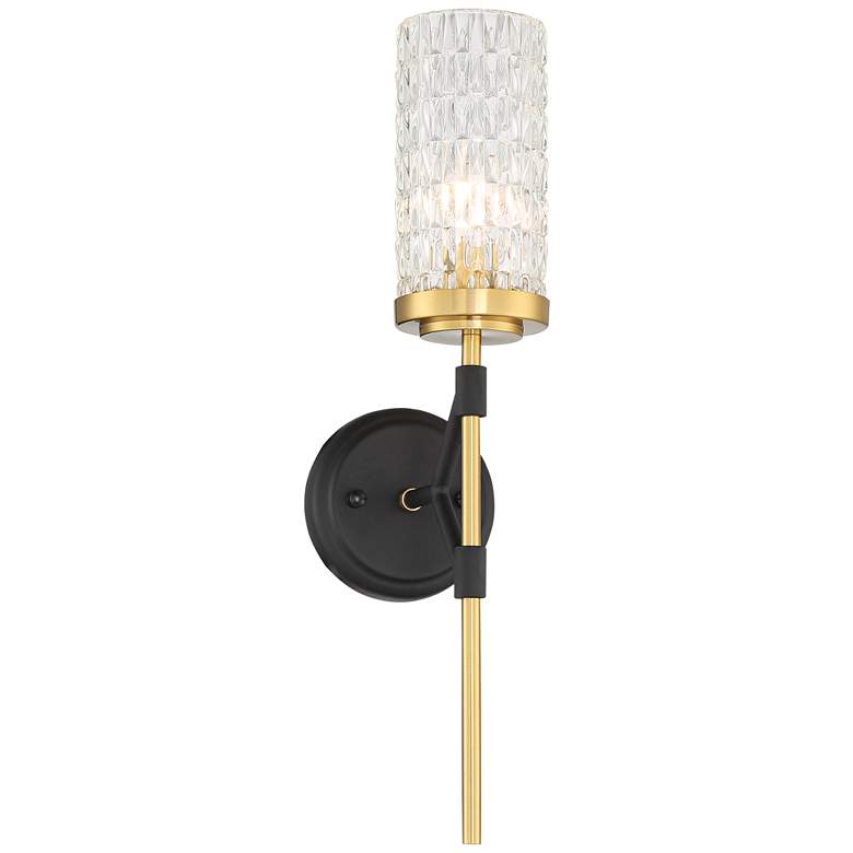 Image 6 Possini Euro Darin 19 inch High Modern Luxe Black and Brass Wall Sconce more views