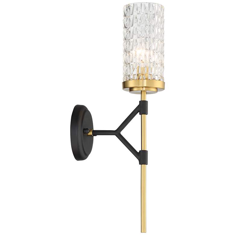 Possini Euro Darin 19&quot;H Black and Brass Wall Sconce more views