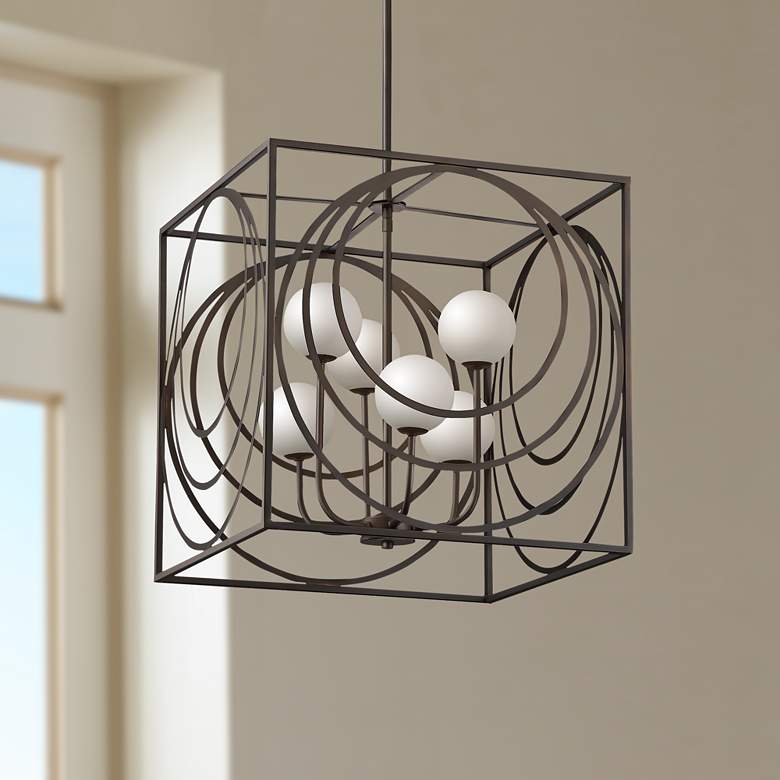 Image 1 Possini Euro Darlene 19" Wide Bronze 6-Light LED Pendant