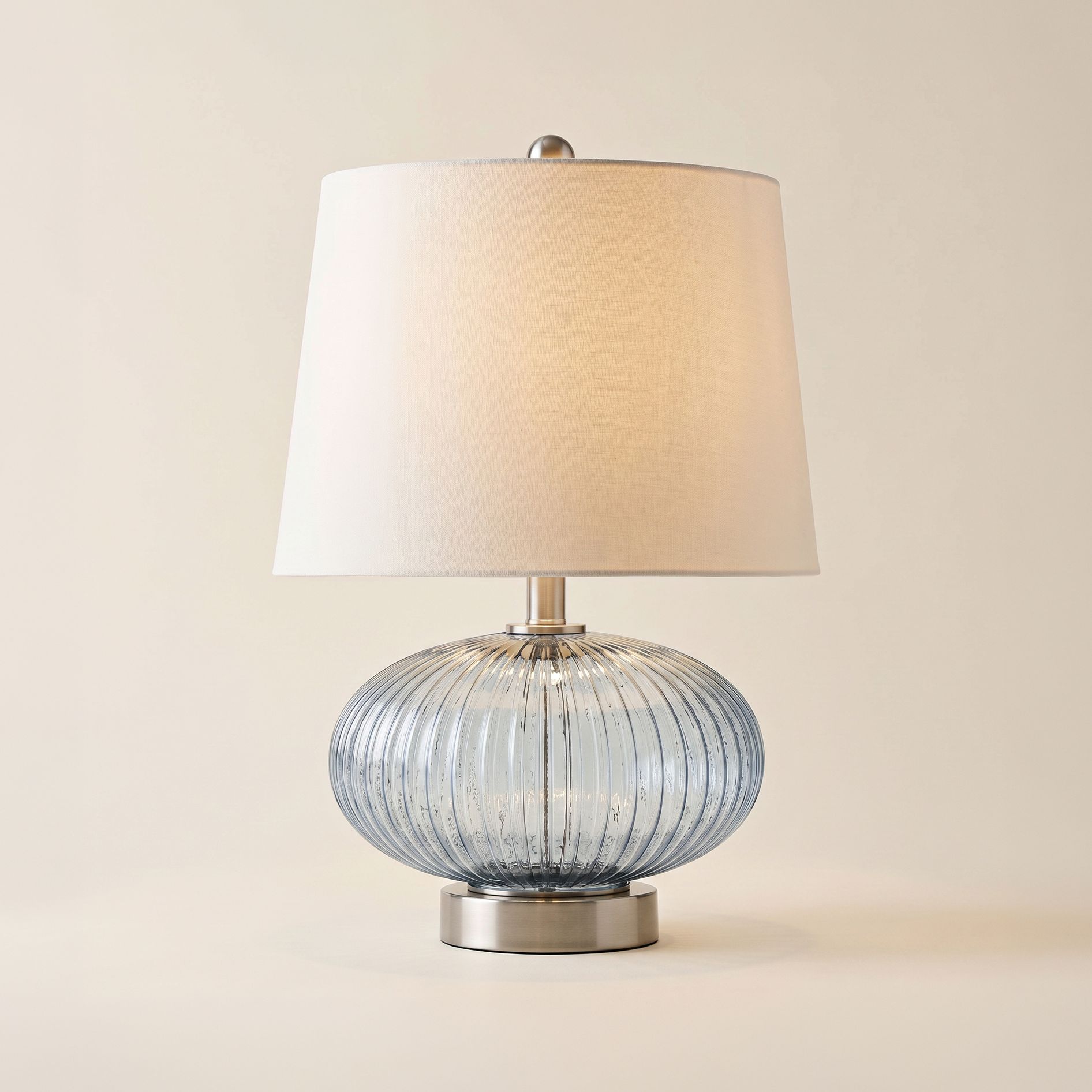 Thumbnail1 of Possini Euro Darrah 20" Modern Clear Blue Fluted Glass USB Table Lamp