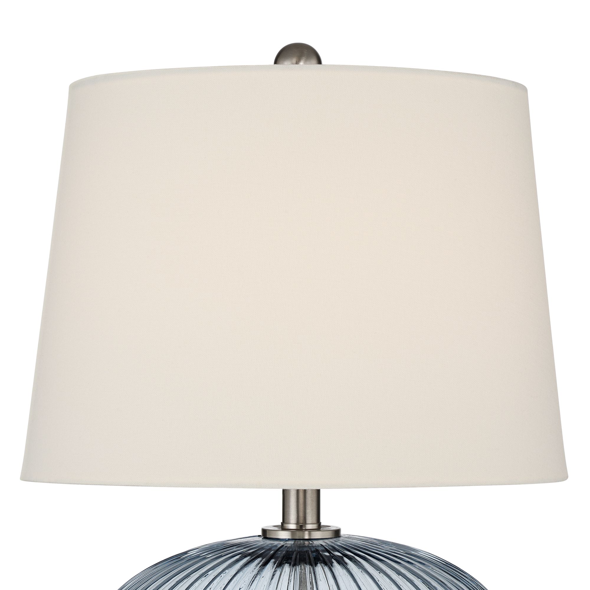 Thumbnail3 of Possini Euro Darrah 20" Modern Clear Blue Fluted Glass USB Table Lamp more views