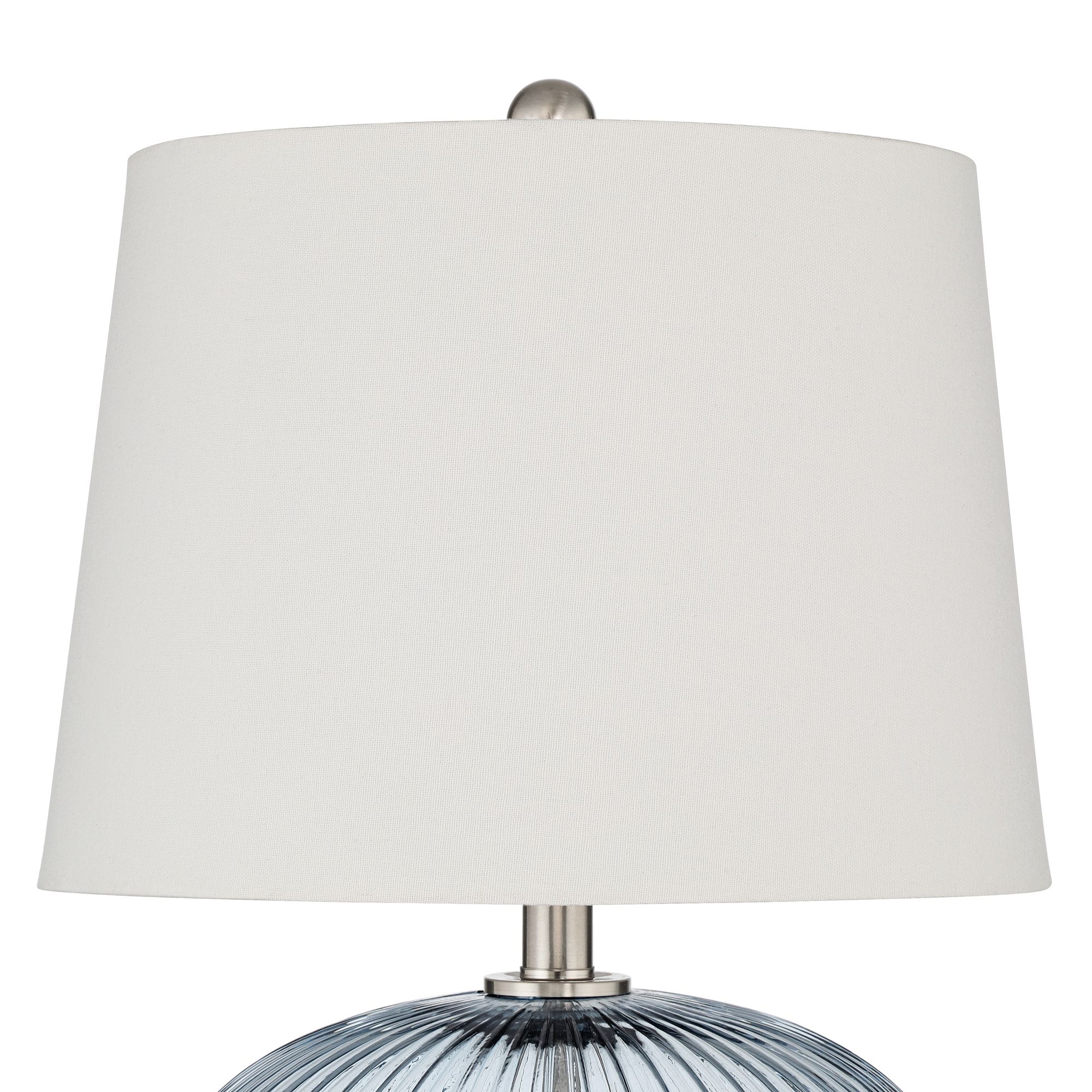 Thumbnail4 of Possini Euro Darrah 20" Modern Clear Blue Fluted Glass USB Table Lamp more views