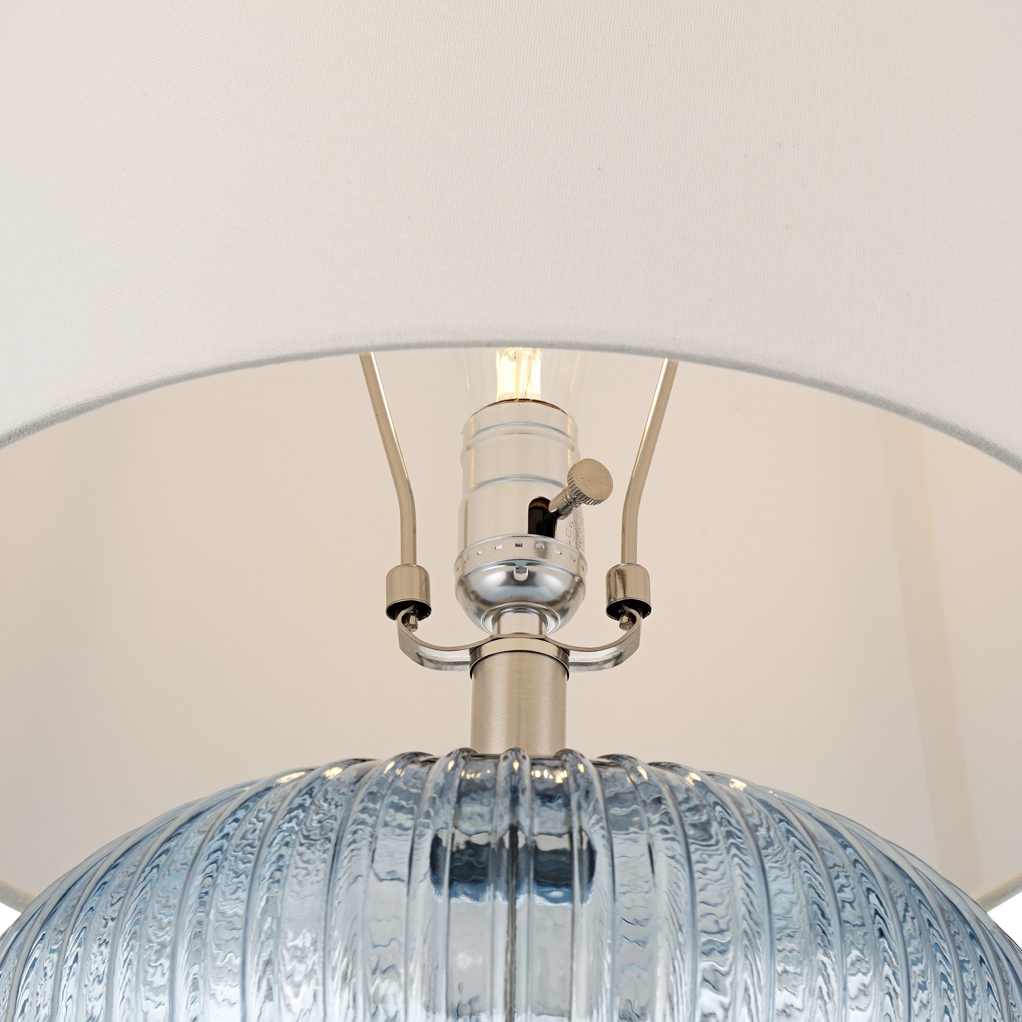 Possini Euro Darrah 20" Modern Clear Blue Fluted Glass USB Table Lamp