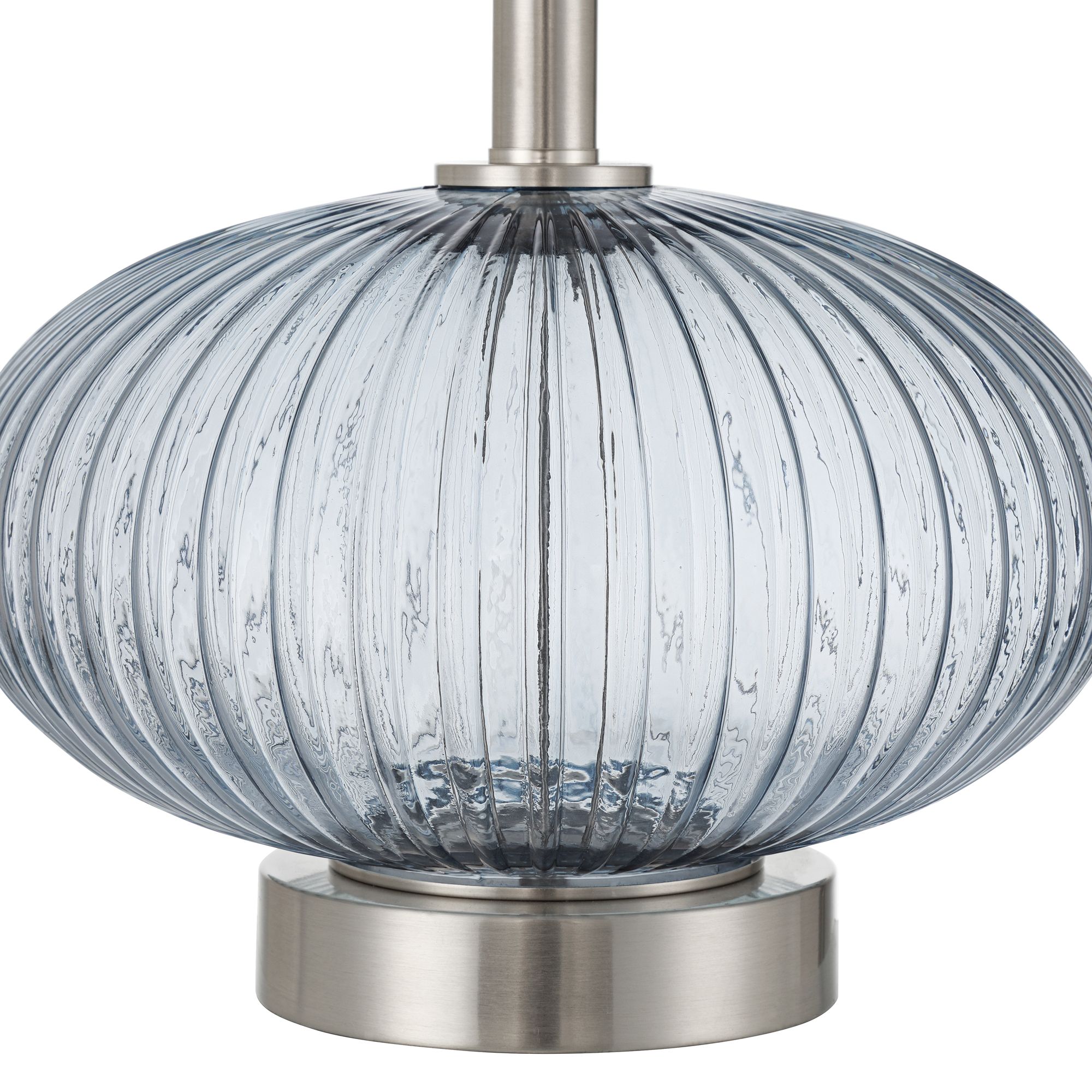 Possini Euro Darrah 20" Modern Clear Blue Fluted Glass USB Table Lamp