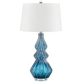 Image2 of Possini Euro Darren 30 3/4" Modern Blue Art Glass Table Lamp