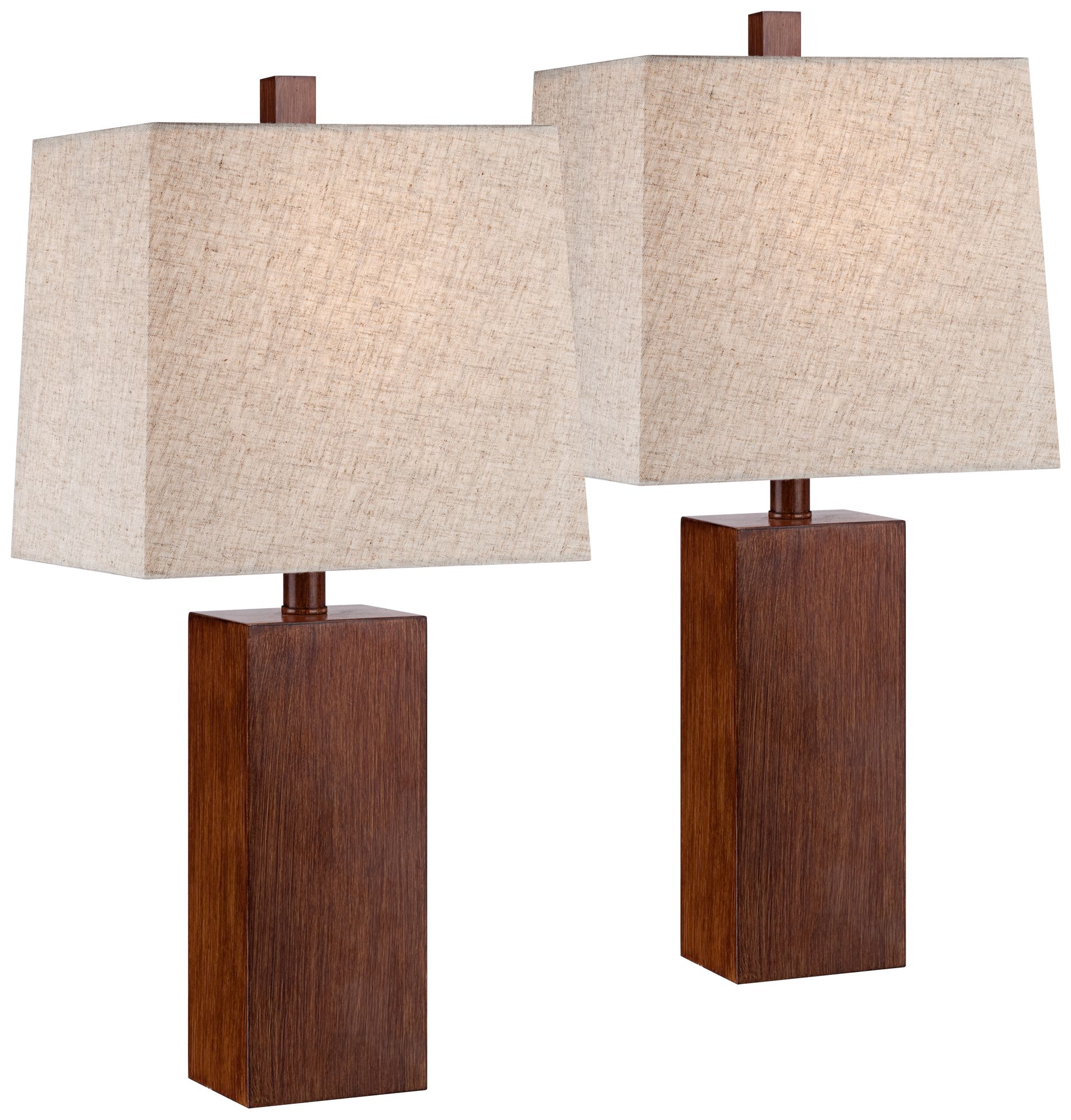 Image 2 Possini Euro Darryl 23" Wood Finish Rectangular Table Lamps Set of 2