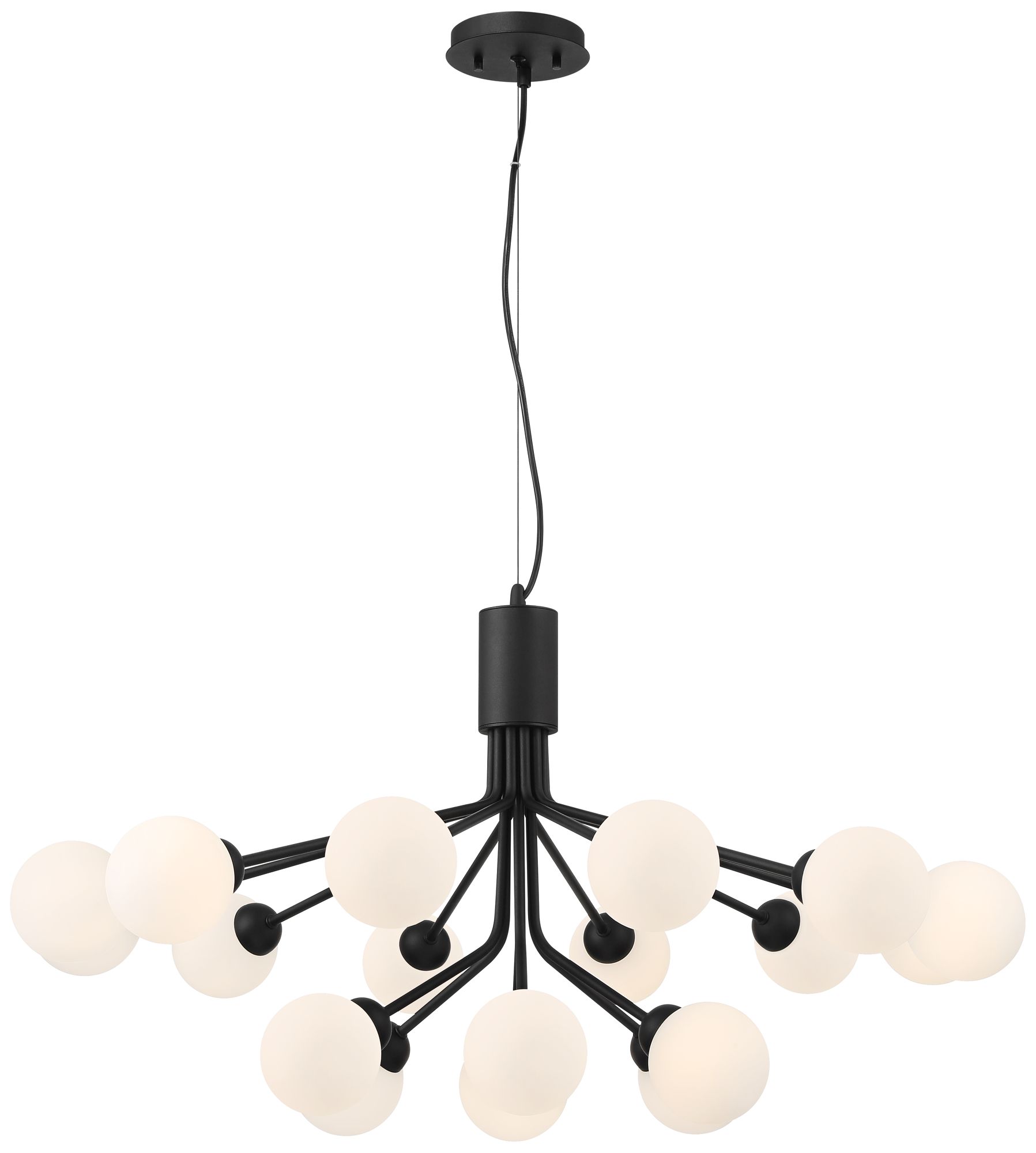 Watch A Video About the Possini Euro Davina Black 18 Light LED Sputnik Chandelier