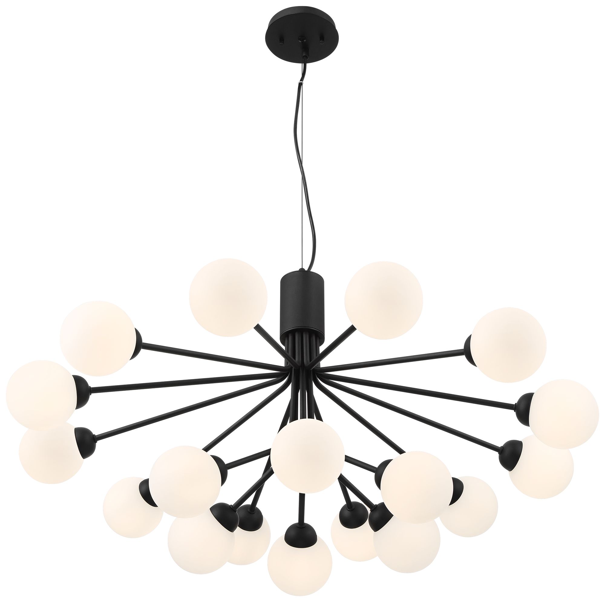 Watch A Video About the Possini Euro Davina Black 18 Light LED Sputnik Chandelier